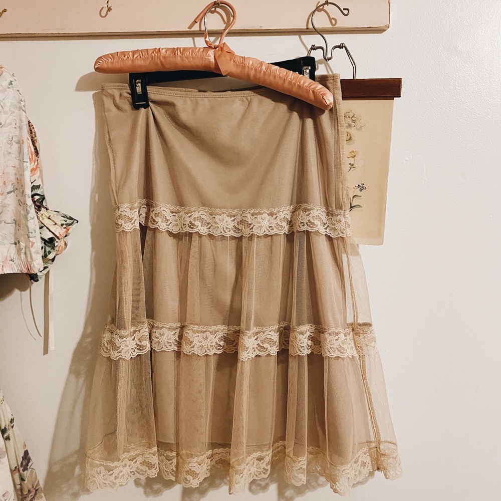 Cottage core style Lace Tiered Skirt